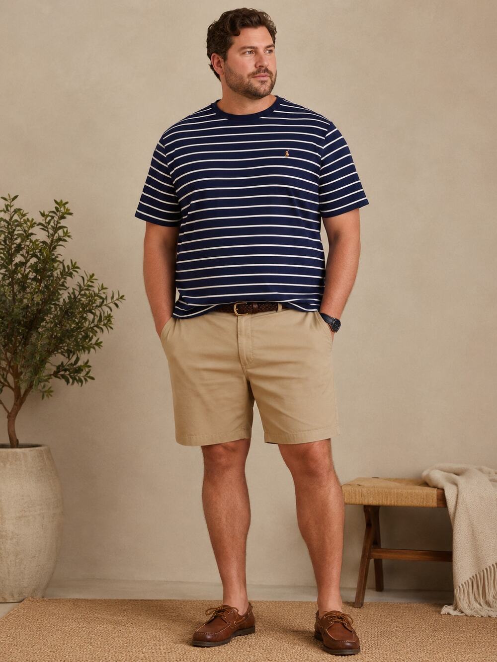 Polo Ralph Lauren Navy Striped Crewneck T-Shirt 4XLT Big Tall Casual
